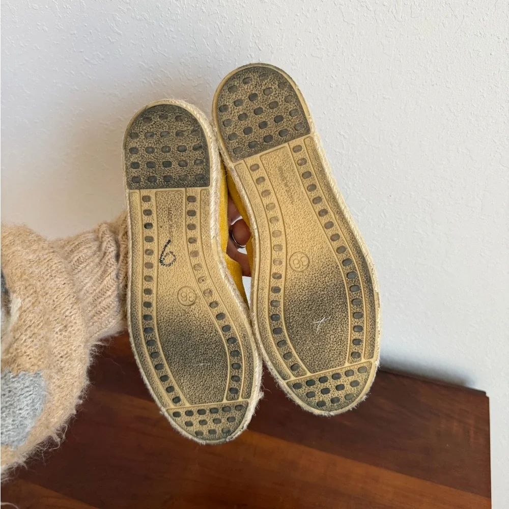 Miz Mooz Celestine Mustard Yellow Leather Espadrille Flats Womens 36 Casual